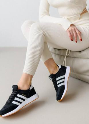 Женские кроссовки adidas originals iniki w black white2 фото