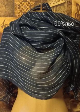 100%лляний напівпрозорий брендовий підписний шарф gant, італія
