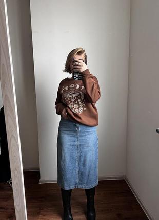 Меди юбка, джинс, сзади разрез 💔 размер s-m8 фото