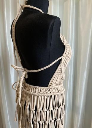 Платье макраме (туника, парео, длинное пляжное платье, плетеная одежда)