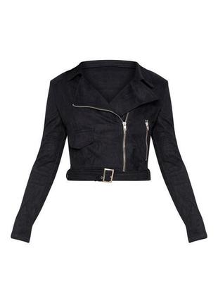 Черная косуха замшевая куртка из эко замши пиджак трендовая 44 46 распродаж4 фото