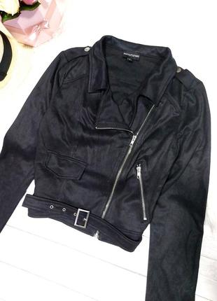Черная косуха замшевая куртка из эко замши пиджак трендовая 44 46 распродаж7 фото