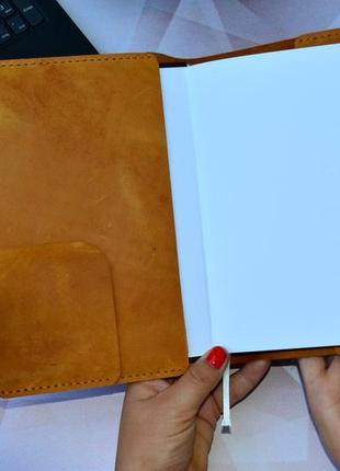 Шкіряний блокнот а5. шкіряний щоденник недатований. жовтий5 фото