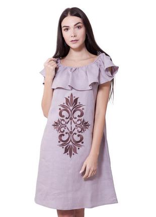 Літнє легке жіноче плаття льон з вишивкою вишиванка2 фото