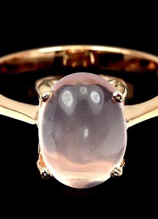 Кольцо серебро 925 натуральный розовый кварц