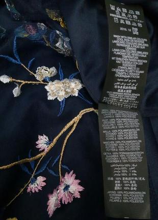 Шикарная блуза с вышивкой женская летняя синяя блузка топ открытые плечи прозрачный рукав вышивка7 фото