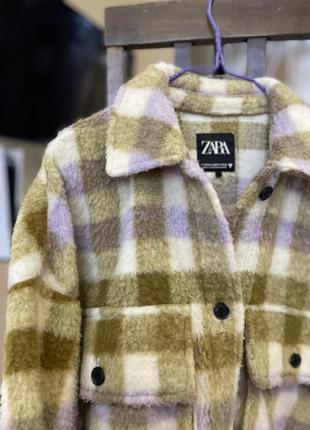 Тепла шерстяна рубашка zara сорочка пальто5 фото