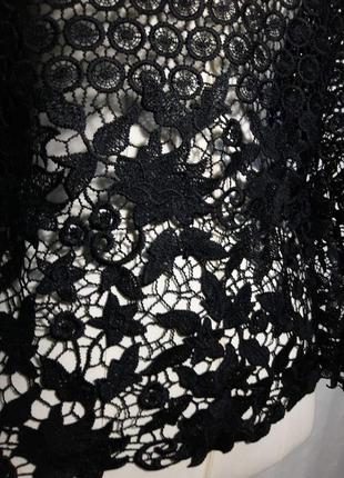 Шикарная кружевная блуза, женская черная блузка, летний кардиган кружево9 фото