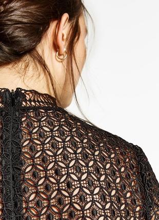 Плетеная ажурная блуза zara lace guipure top - s4 фото