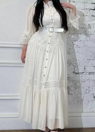Жіноча елегантна сукня максі с довгим рукавом з мереживом1 фото