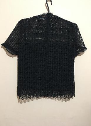 Плетена ажурна блуза zara lace guipure top — s7 фото