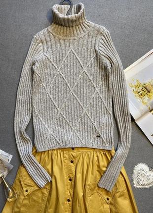 Светло-серый свитер hollister с узором ромбами xs размер коттон1 фото