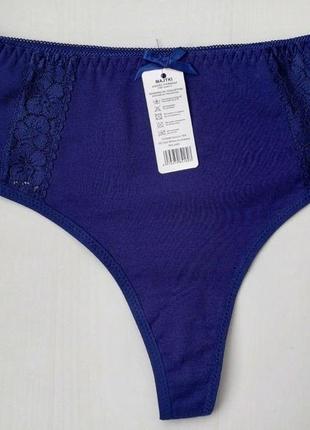 Трусики стрінгі nadizi із завищеною талією бавовна синій темний xxxl 54 931