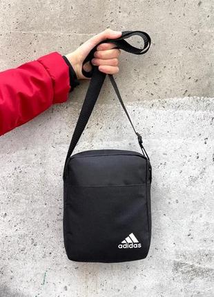 Мессенджер adidas , барсетка адидас чёрная ,сумка брендовая барсетка черная  на плечо лого,сумка на лето