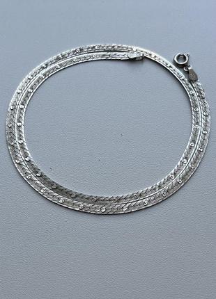 Вінтажний срібний плоский чокер кольє ланцюжок зі срібла італія вінтаж 80ті срібло 925 як золото6 фото