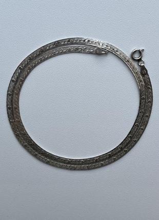 Вінтажний срібний плоский чокер кольє ланцюжок зі срібла італія вінтаж 80ті срібло 925 як золото5 фото