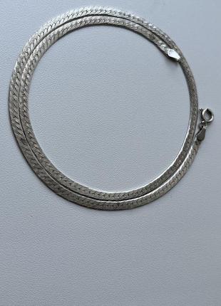 Вінтажний срібний плоский чокер кольє ланцюжок зі срібла італія вінтаж 80ті срібло 9253 фото