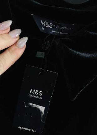 Чёрная бархатная рубашка с острым воротником от m&s collection 2хл9 фото