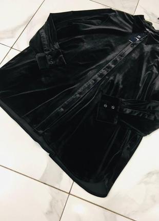 Чёрная бархатная рубашка с острым воротником от m&s collection 2хл4 фото
