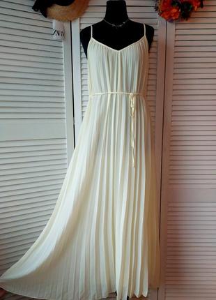 Платье сарафан миди плиссе бледно жёлтое s-m h&m1 фото