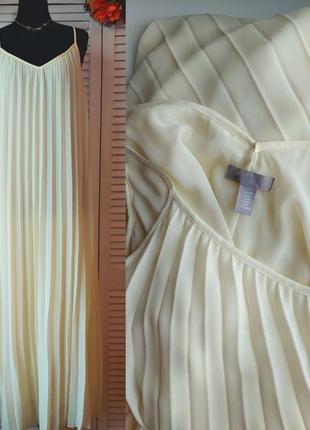 Платье сарафан миди плиссе бледно жёлтое s-m h&m5 фото