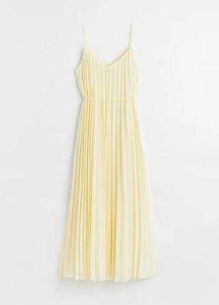 Платье сарафан миди плиссе бледно жёлтое s-m h&m6 фото