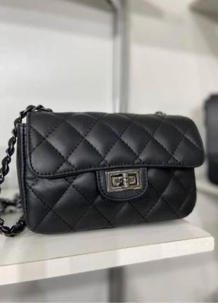 Сумка шкіряна італія чорна чорна шкіра клатч у стилі chanel