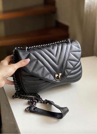 Сумка шкіряна італія стилі chanel шкьоряна чорна чорна пасмо крос