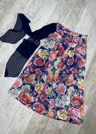 Длинная юбка,цветочный принт,шифоновая юбка(019)