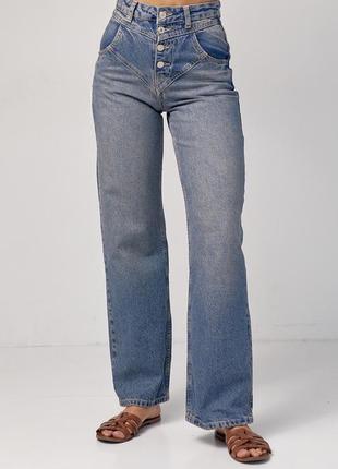 Женские джинсы straight с фигурной кокеткой2 фото