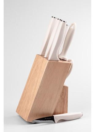 Набор кухонных ножей с керамическим покрытием 7 предметов белый4 фото