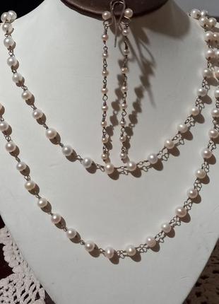 Перли,срібло,сережки,намисто4 фото