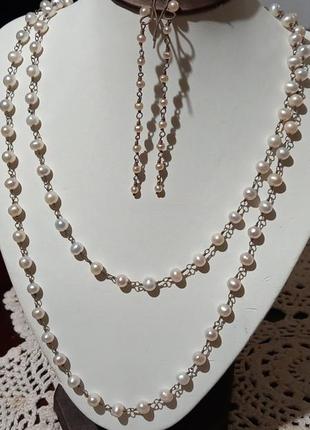 Перли,срібло,сережки,намисто2 фото