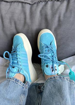 Женские кроссовки adidas campus x bad bunny blue premium✍🏻9 фото