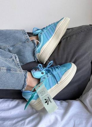 Женские кроссовки adidas campus x bad bunny blue premium✍🏻1 фото