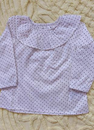 Лёгкая  блуза h&m в горох 12-18м для девочки