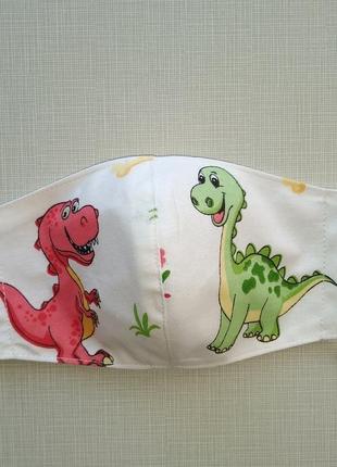 Дитяча маска з динозавриками з бавовни5 фото