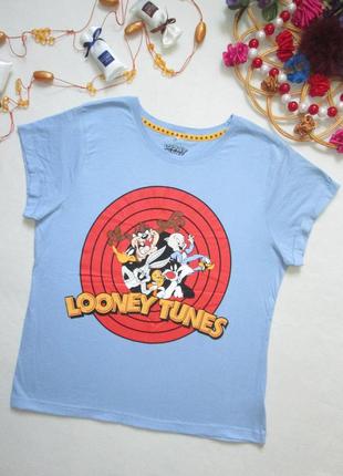 Суперовая хлопковая футболка в мультяшный принт луни тюнз love to lounge1 фото