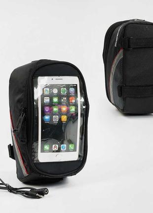 Сумка велосипедная с 57659 (50) 4 цвета, 1 основное отделение, прозрачный карман для смартфона, аудио кабель,1 фото