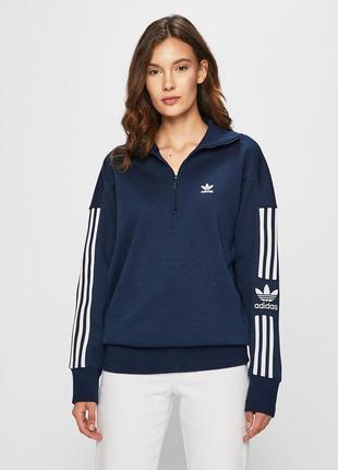 Кофта толстовка реглан в кольорі темно-синій adidas originals w lock up sweatshirt 2019