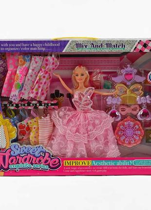 Кукла с гардеробом dsj 889-4 высота куклы 28 см, платья, аксессуары, в коробке