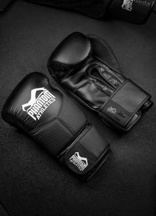 Боксерские перчатки phantom riot pro black 10 унций (капа в подарок)9 фото