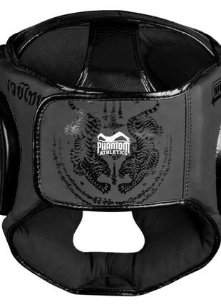 Боксерский шлем phantom muay thai full face black (капа в подарок)6 фото