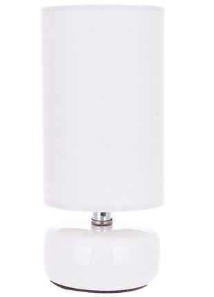 Настільна лампа біла з молочним тканинним абажуром bella d10*22.5см 242-201 товар від виробника