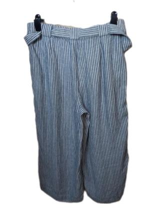 Новые плиссированные брюки-кюлоты marks & spencer в темно-синюю полоску2 фото
