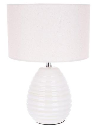 Настільна лампа керамічна з бежевим тканинним абажуром grace d25*36см 242-202 товар від виробника1 фото