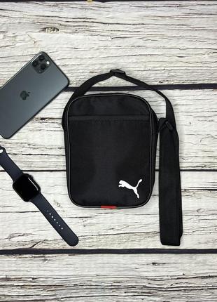 Сумка puma черного цвета / мужская спортивная сумка через плечо пума / барсетка puma1 фото
