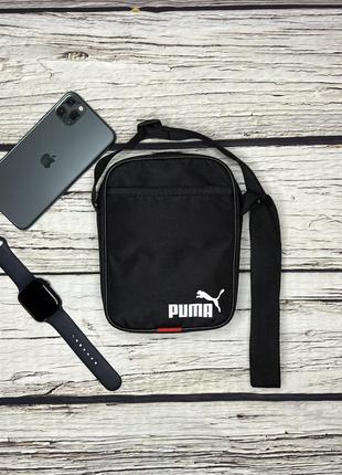 Сумка puma черного цвета / мужская спортивная сумка через плечо пума / барсетка puma