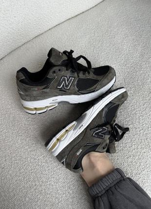 New balance 2002r black/dark dreen10 фото