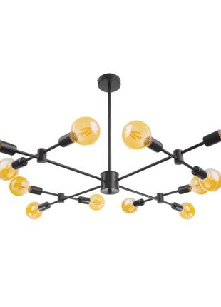 Люстра стельова на 12 лампочок у стилі лофт br-01 615s/12 e27 bk